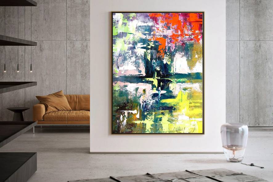 Huge Original Oil Pink Painting Abstract Canvas Artwork WO7ES